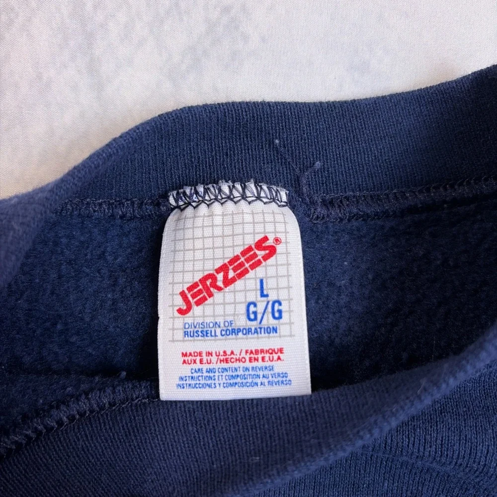 Vintage Jerzees Washington Cabin Winter Scene Sweatshirt Navy Blue Large